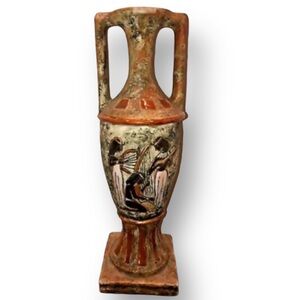 ANCIENT EGYPTIAN AMPHORA VASE URN W/ FIGURAL MUSICIANS MUSEUM REPRODUCTION 14”